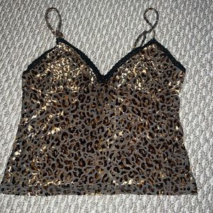 Forever 21 velvet laced cheetah print cami w/ adustable straps